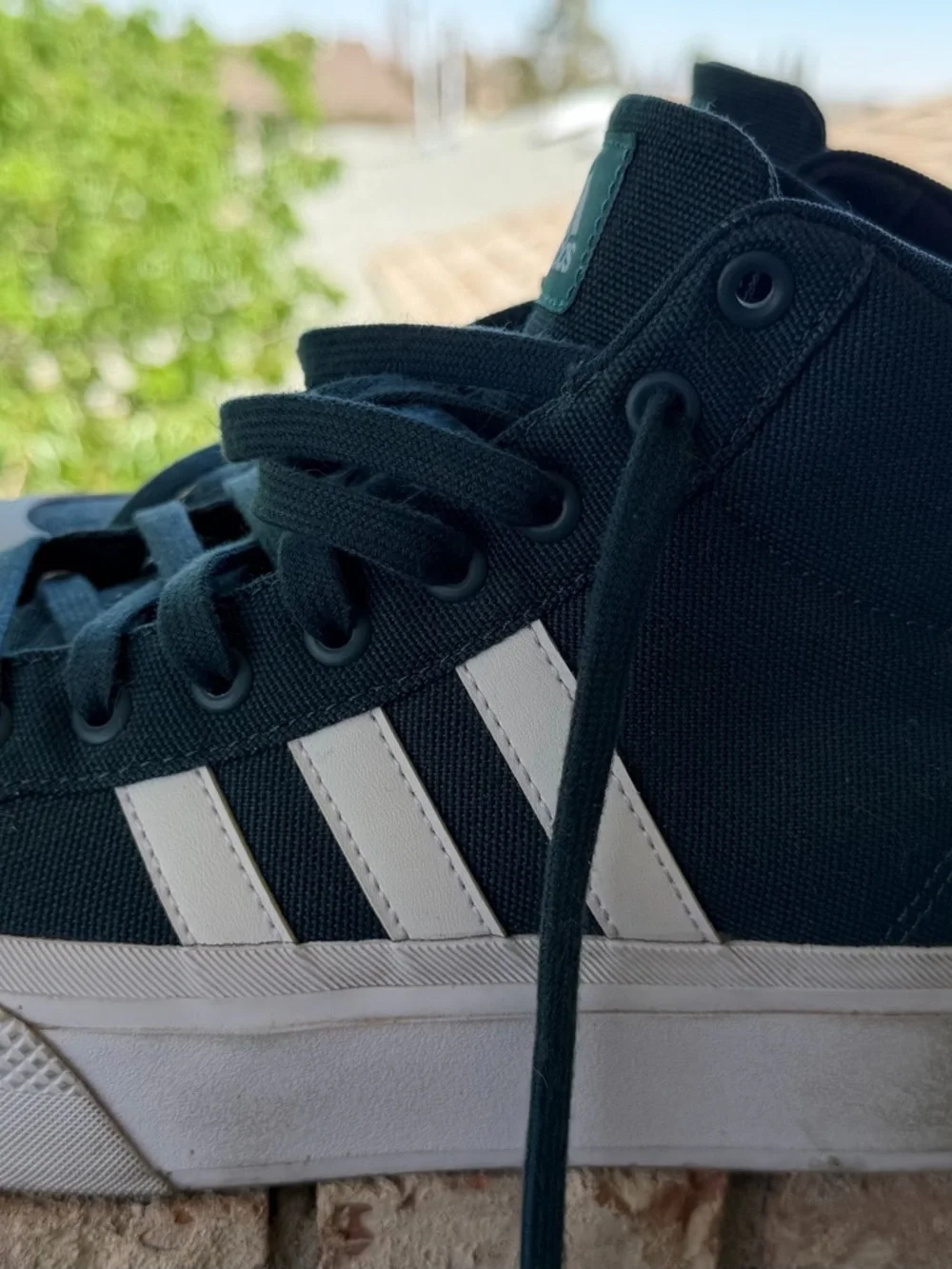 Adidas Women's High-Top Sneakers in Dark Green and White - Picture 7 of 8